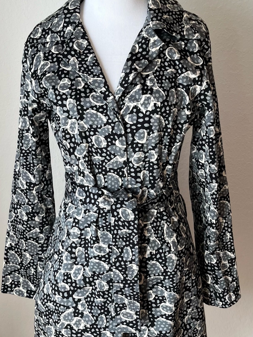 Samantha Sung Jacket Trench Size 4 Cotton Blend Rare abstract